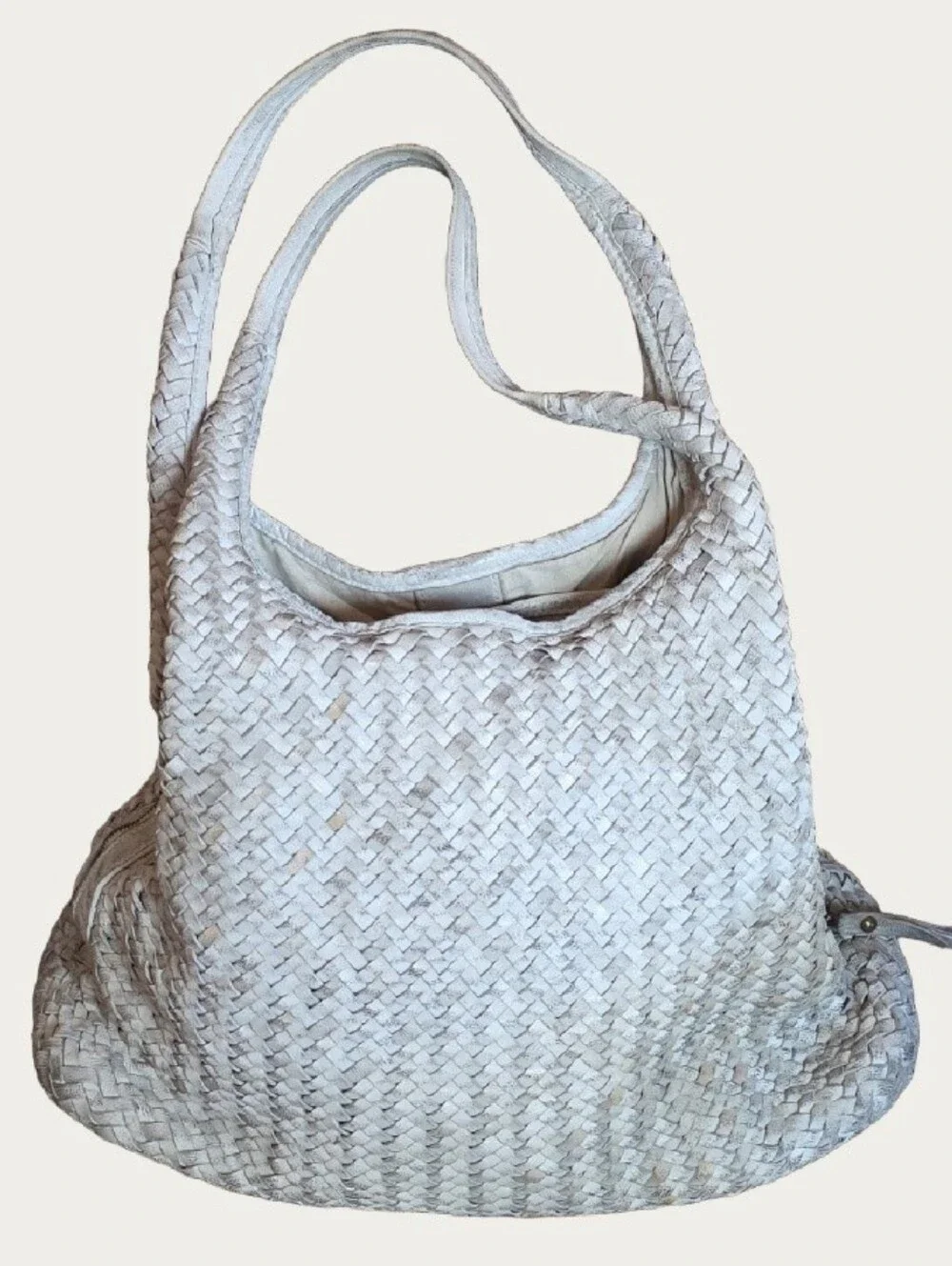 Vintage Boutique of Leathers Canada Distressed Woven Leather Hobo Bag